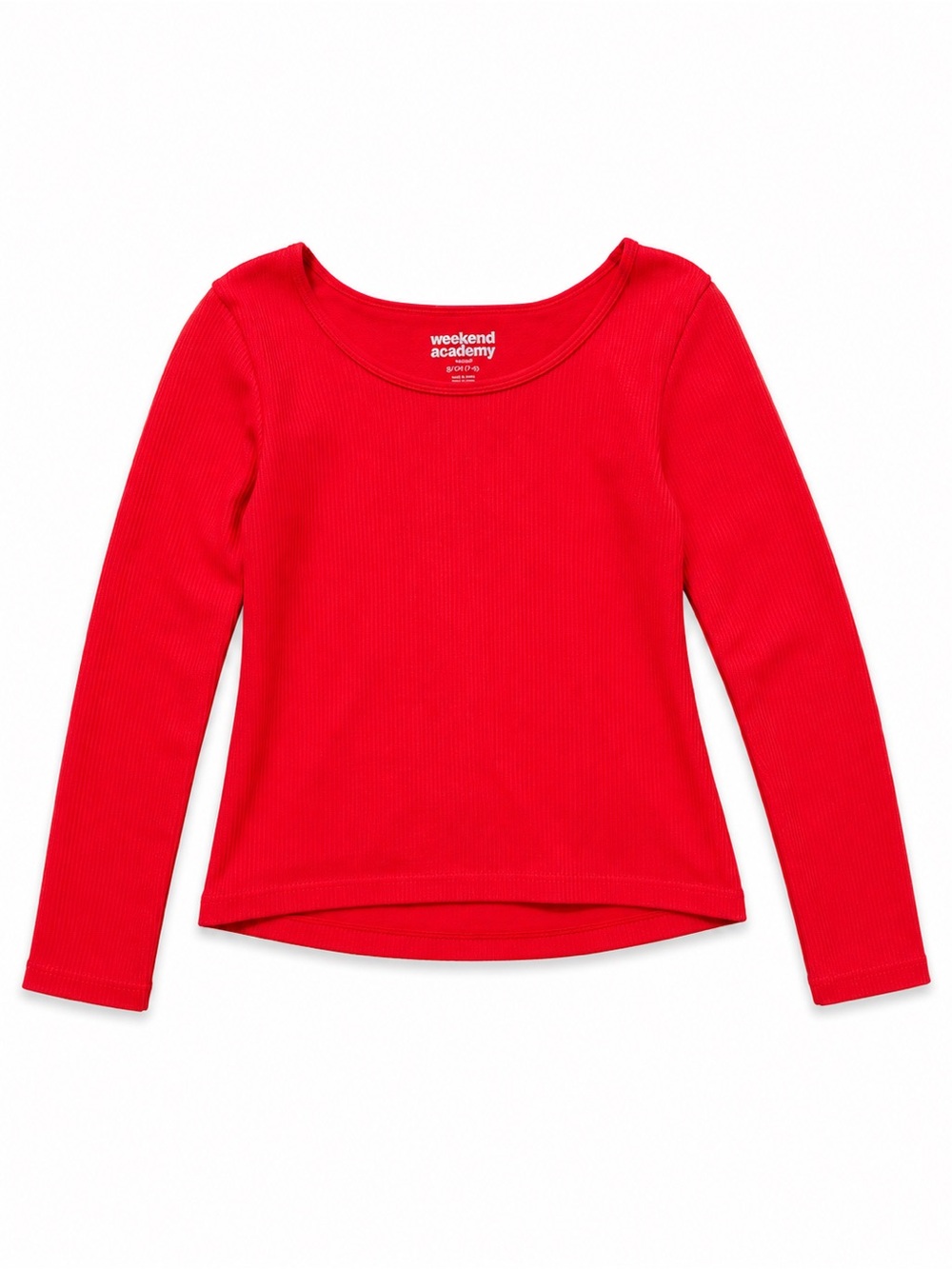 wonder nation Bright Red Ribbed Long Sleeve Top